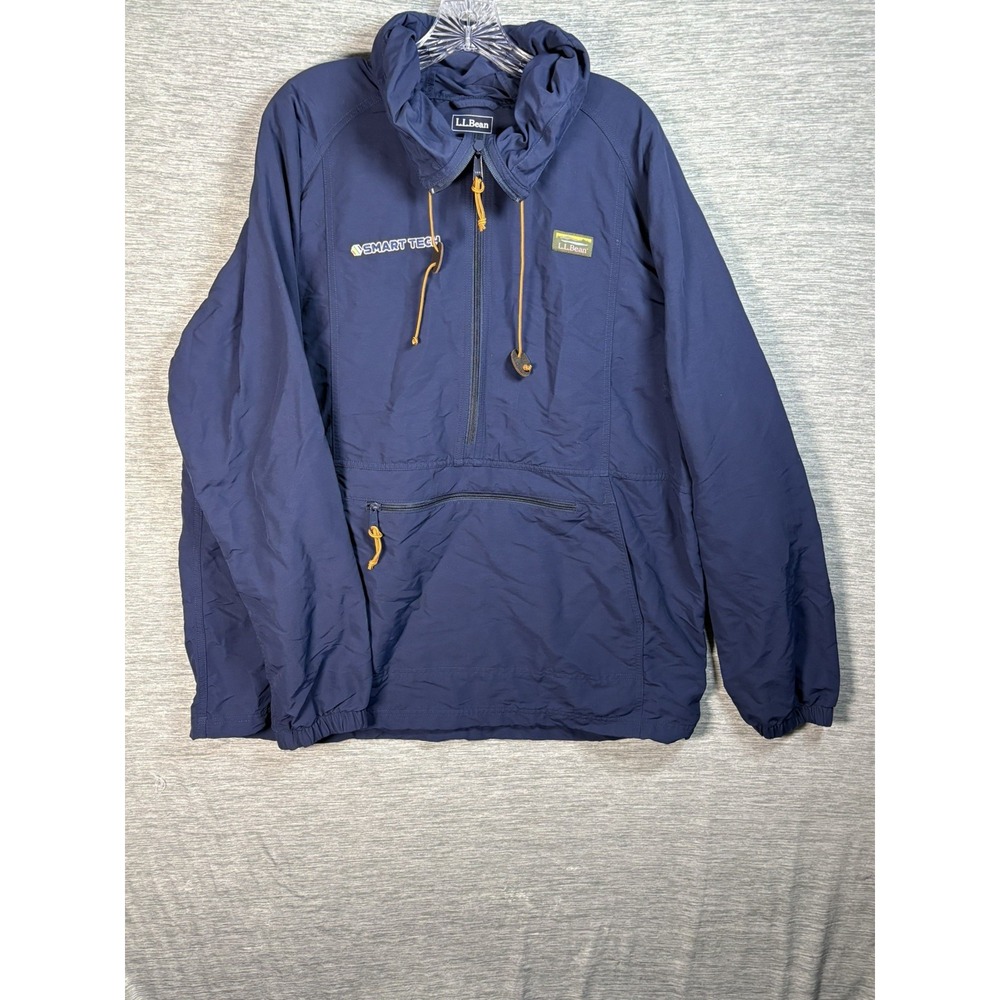LL Bean Mountain Classic Anorak Jacket Men XL Tall Navy Pullover  1/2 Zip Logo